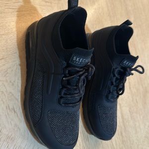 Brand new never worn black Skechers!! Shiny mesh! Dress up or down!